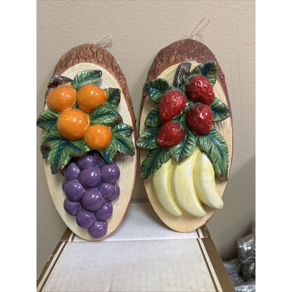 Vintage Ceramic Fruit Wall Plaques Empress by Haruta Japan‎